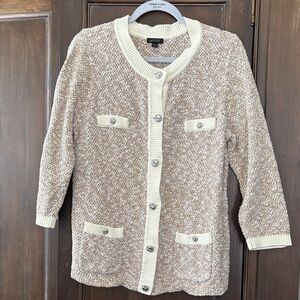 J. Jill Cream and Tan sweater Cardigan